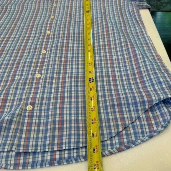 Peter Millar men’s button down blue plaid shirt cotton & SILK blend size large - Picture 8 of 9